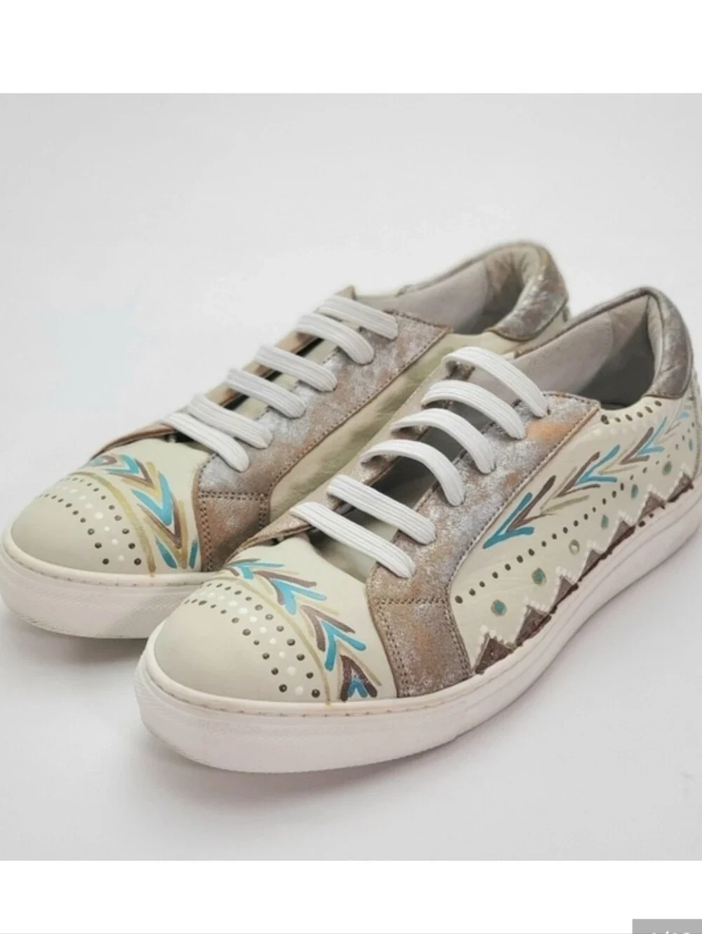 Karma Of Charme Naïf Hand Painted Leather Low Top Women Sneakers Sz 37 / US 6.5